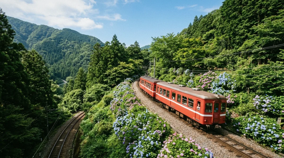 The Hakone Tozan mountain railway switching back on its climb toward Gora, one of the eight modes the Hakone Freepass covers